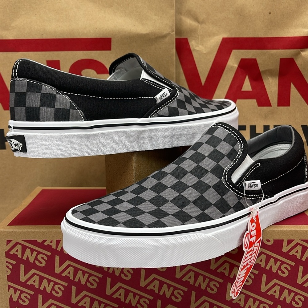 Vans Men’s Classic Slip-On Black/Pewter Checkerboard 
VN000EYEBPJ
Sneakers - Picture 7 of 16